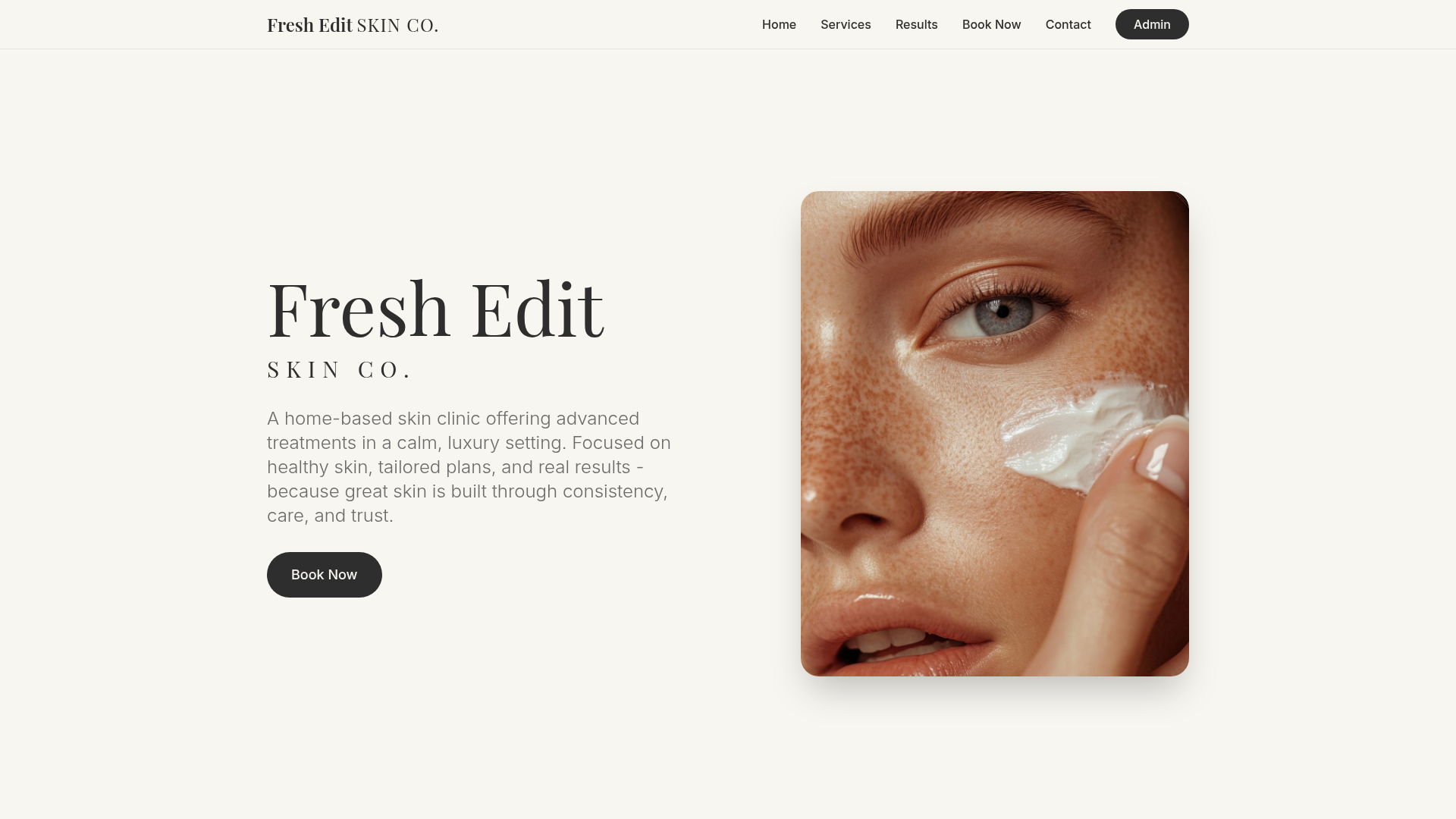 Fresh Edit Skin Co. website preview